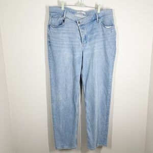 Abercrombie & Fitch Dad High Rise Criss Cross Waist Jeans Sz 16 Long Light Blue